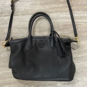 Black Leather Tory Burch Hand Bag with Crossbody